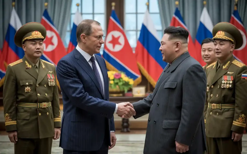 Russian Foreign Minister Sergei Lavrov meets North Korean leader Kim Jong Un in Wonsan to discuss military cooperation and strategic partnership.