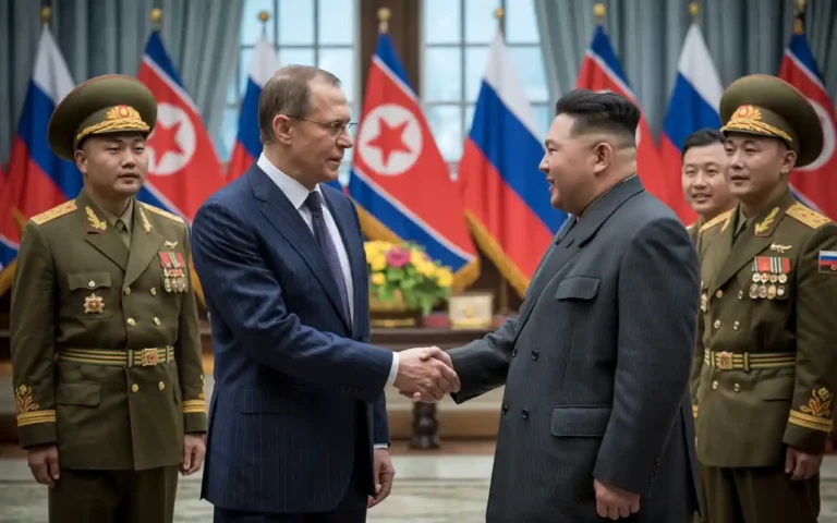 Russian Foreign Minister Sergei Lavrov meets North Korean leader Kim Jong Un in Wonsan to discuss military cooperation and strategic partnership.