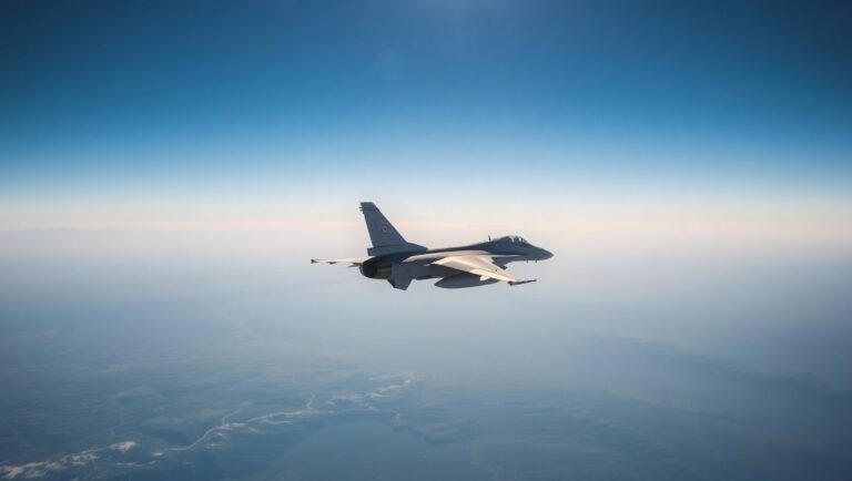 Rafale fighter jet flying at high altitude during a training mission over mountainous terrain.