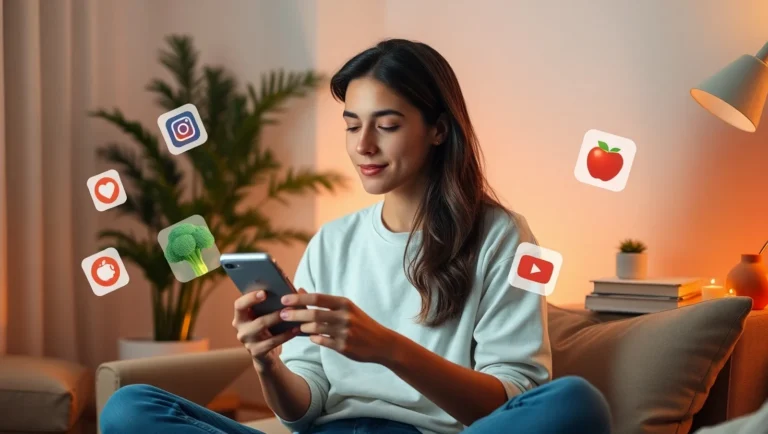 Person practicing digital nutrition by balancing smartphone use with mindfulness in a calm setting.