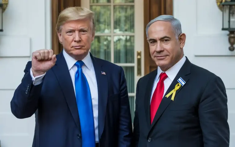 Donald Trump and Benjamin Netanyahu during a high-level Gaza ceasefire discussion at the White House.